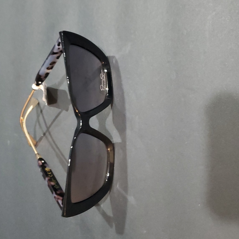 Jessica Simpson J6270 Black and Gray multi gold arms Square frame Sunglasses new